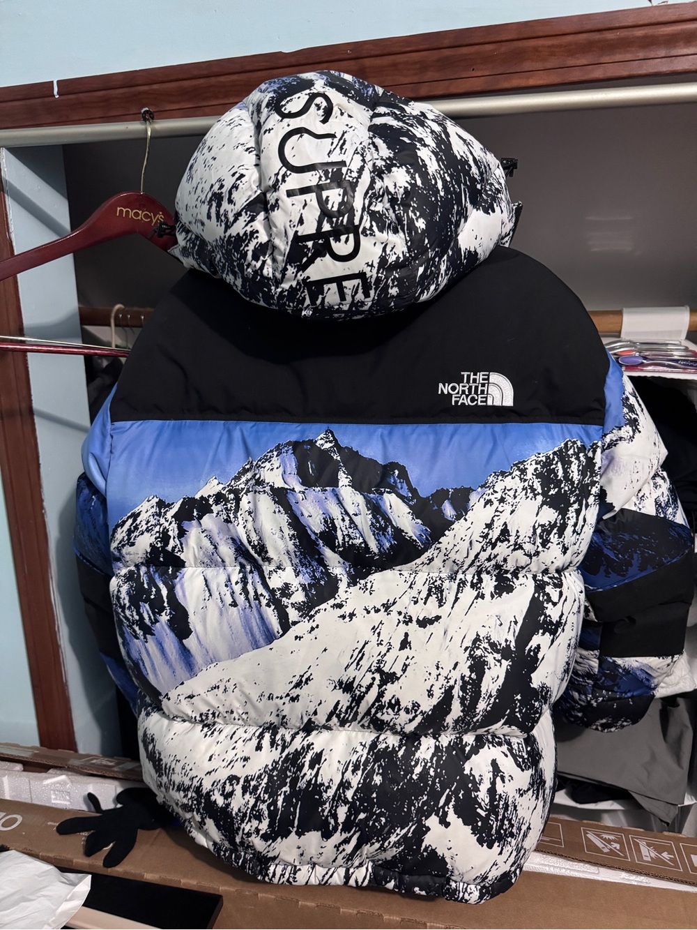 The North Face x Supreme White and Black Marble Print Hood